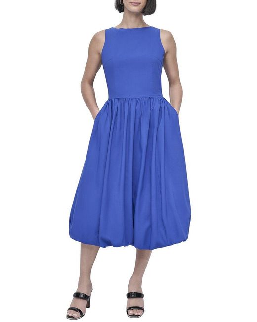 DKNY Blue Boat-Neck Bubble Dress