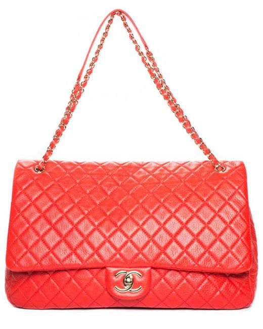 Chanel Red Quilted Leather Xxl Airline Flap Bag, Never Carried | Lyst
