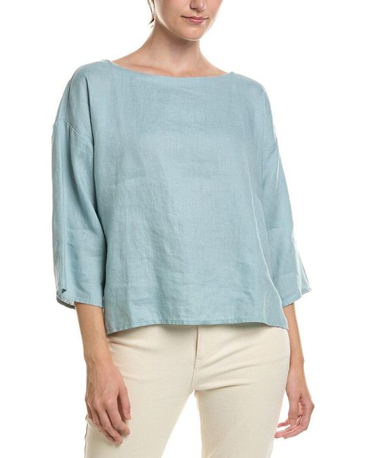 Eileen Fisher Blue Bateau Linen Box Top