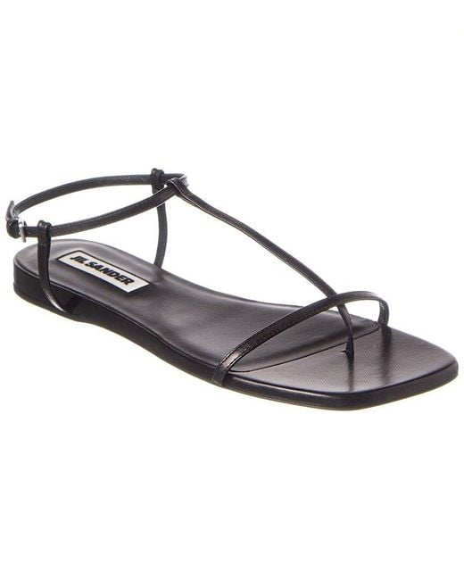 Jil Sander Metallic Logo Leather Sandal
