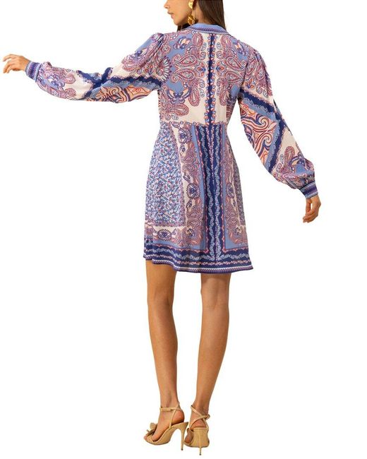 Hale Bob Blue Hadlee Silk Mini Dress