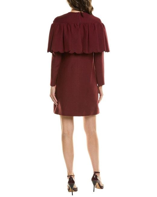 Valentino Red Wool & Silk-blend Shift Dress