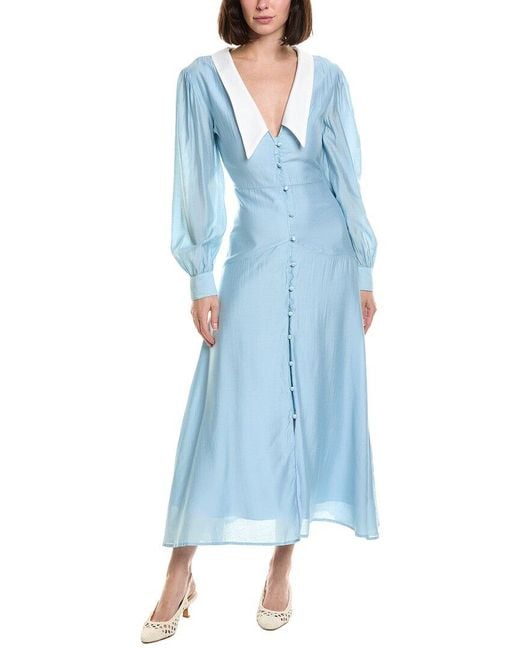 HL Affair Blue Long Sleeve Midi Dress