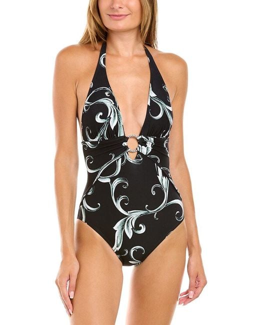 Carmen Marc Valvo Deep V neck One piece in Black Lyst