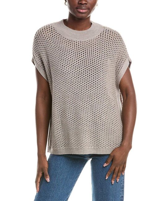 Eileen Fisher Gray Mock Neck Wool Square Sweater