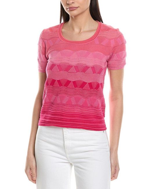 Missoni Red Wave-Pattern Knit Sweater