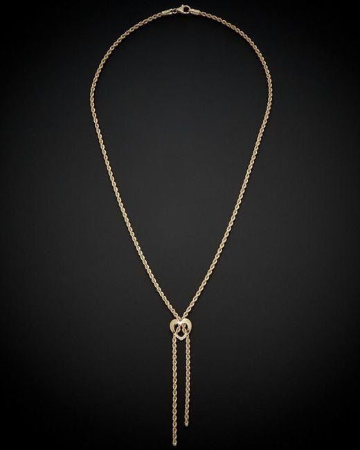 Italian Gold Black 18K Heart Lariat Necklace