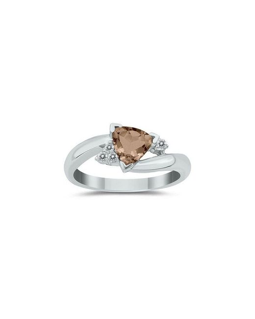 Gem Spark White 14K 0.78 Ct. Tw. Diamond & Smoky Quartz Ring