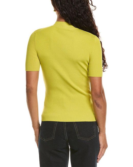 Oscar de la Renta Yellow Silk-blend Rib T-shirt