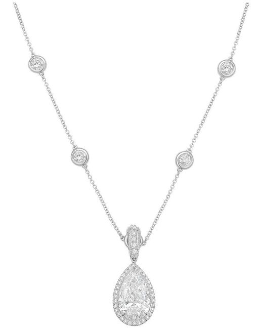 Diana M Metallic Diana M. 14K 2.00 Ct. Tw. Lab-Grown Diamond Halo Pendant