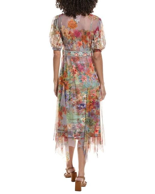 Johnny Was Blue Sally Mesh Maxi Dress