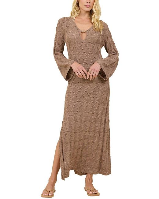 Surf Gypsy Brown Plunge Diamond Knit Maxi Dress