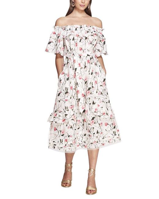 Marchesa White Rosie Printed Dress