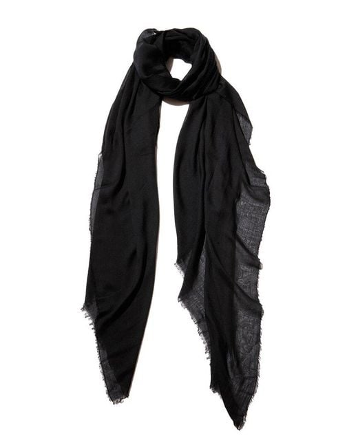 Blue Pacific Black Vintage Cashmere-Blend Scarf