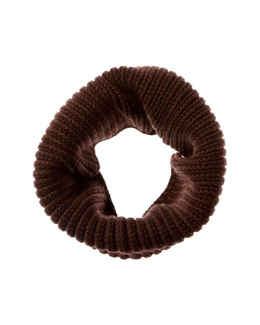 Fendi Brown Logo Leather-Trim Wool Scarf
