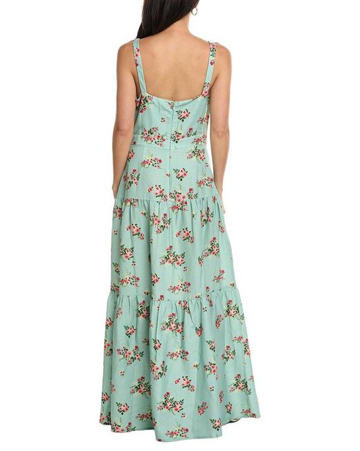 Seraphin Blue Sleeveless Linen-Blend Maxi Dress