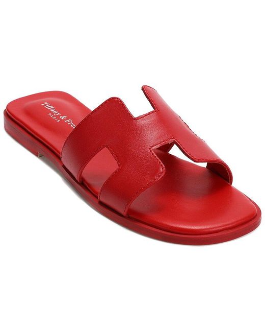 Tiffany & Fred Paris Red Cutout Leather Slide