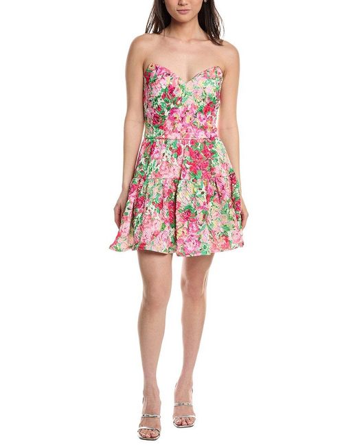Tadashi Shoji Red Scout Floral Print Mini Dress