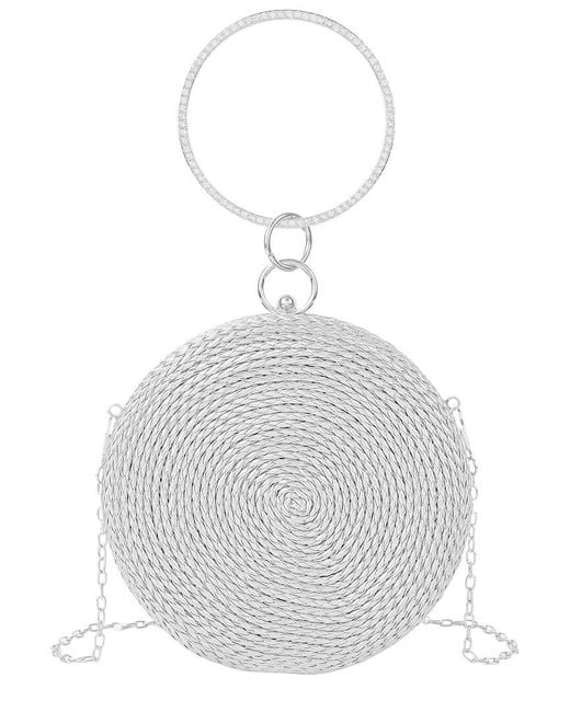 Tiffany & Fred Paris White Tiffany And Fred Paris Round Woven Metallic Clutch
