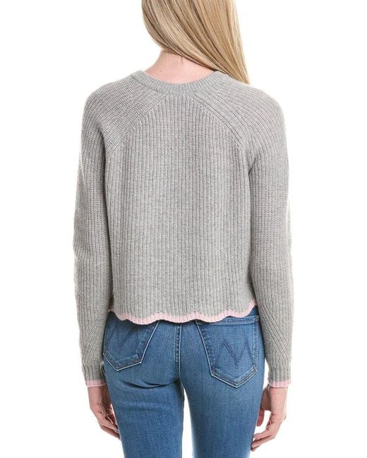 Autumn Cashmere Gray Tipped Scallop Shaker Cashmere Sweater