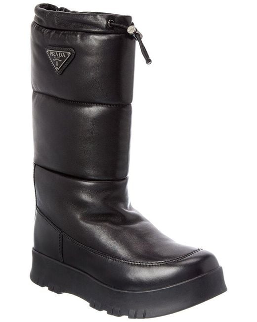 Prada Black Leather Snow Boot