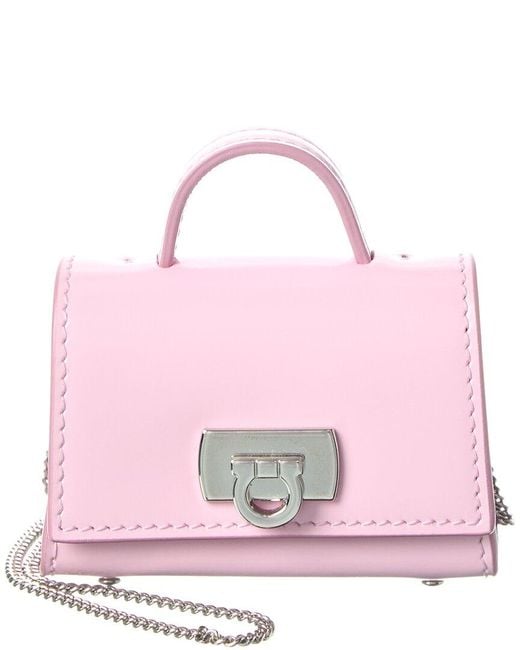 Ferragamo Pink Micro Leather Shoulder Bag