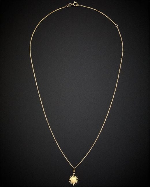 Italian Gold Black 14k Sun Pendant Necklace