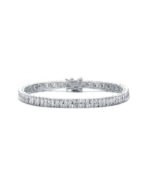 Rachel Glauber White Rhodium Plated Cz Tennis Bracelet