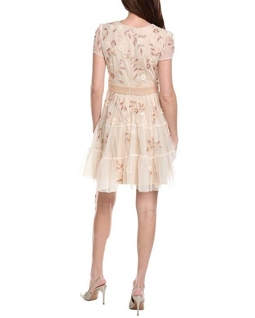 Adrianna Papell Natural Cap Sleeve Pearly Sequin Cocktail Dress