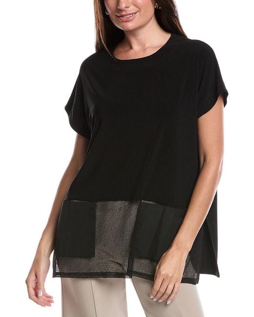 Joseph Ribkoff Black Mesh Hem Top