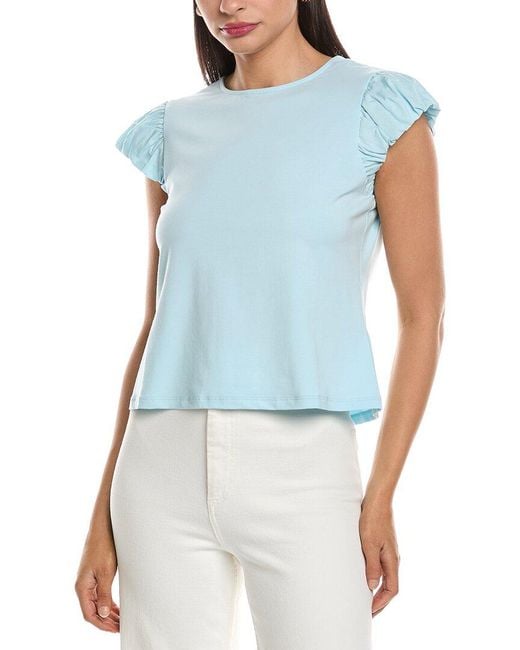 Nanette Lepore Blue Ruffle Sleeve Top