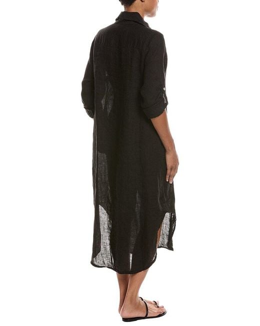 Persaman New York Black Linen Midi Dress