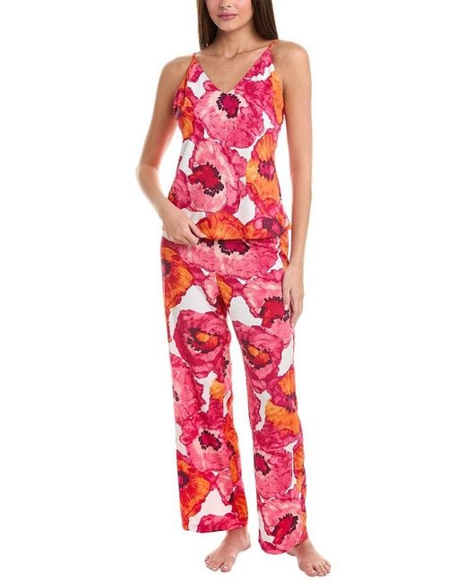 Natori Red 2pc Poppy Pajama Set