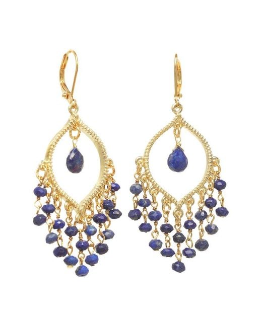Rachel Reinhardt Jewelry Metallic 14K Over Lapis Chandelier Earrings