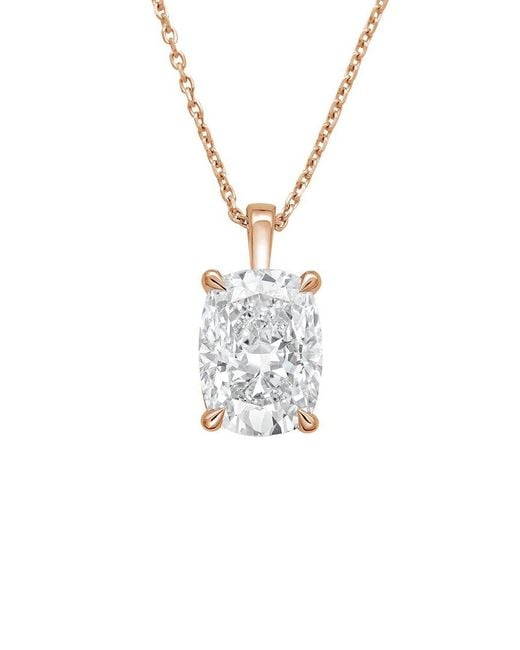 Diana M White Diana M. 14K Rose 9.00 Ct. Tw. Lab-Grown Diamond Solitaire Pendant