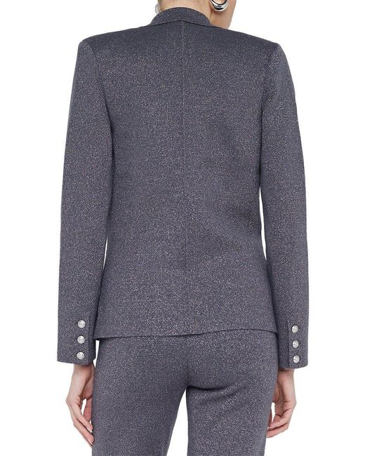 L'Agence Blue Kenzie Metallic Knit Blazer
