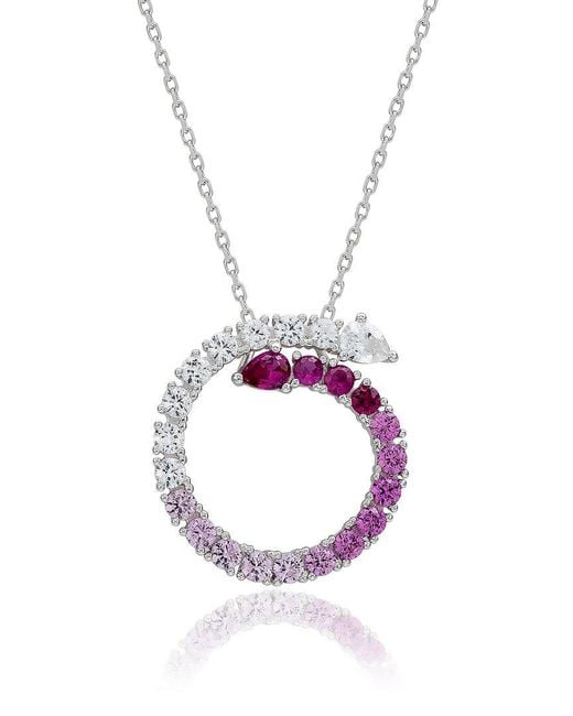 Suzy Levian Pink 2.00 Ct. Tw. Diamond & Sapphire Circle Journey Pendant