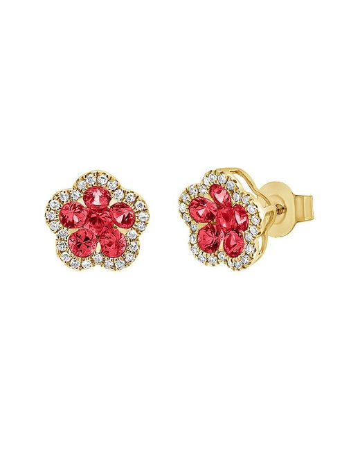 Sabrina Designs Red 14k 1.37 Ct. Tw. Diamond & Ruby Flower Studs