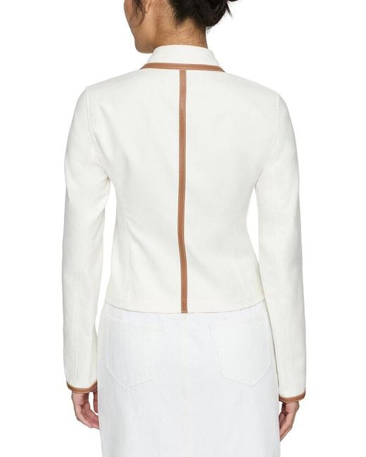 Lafayette 148 New York White Collared Zip Front Jacket