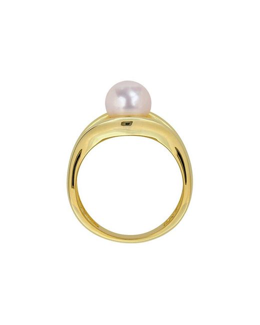 Rina Limor Metallic Plated 2.53 Ct. Tw. Lab-Grown Gemstone & 7-7.5Mm Pearl Ring
