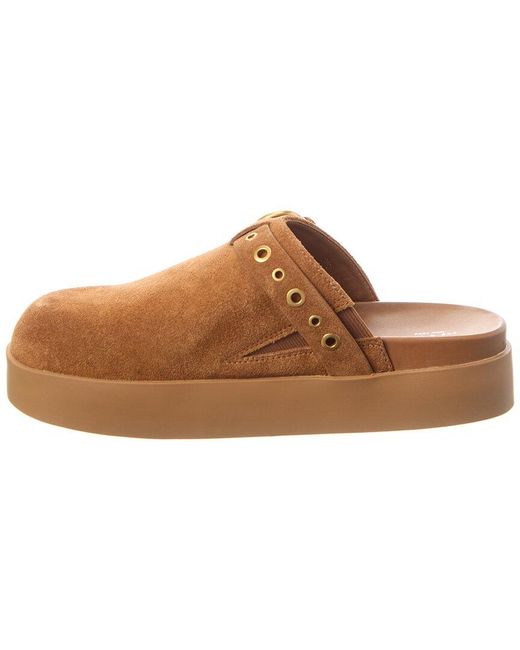 Rag & Bone Brown Geo Buckle Suede Platform Mule