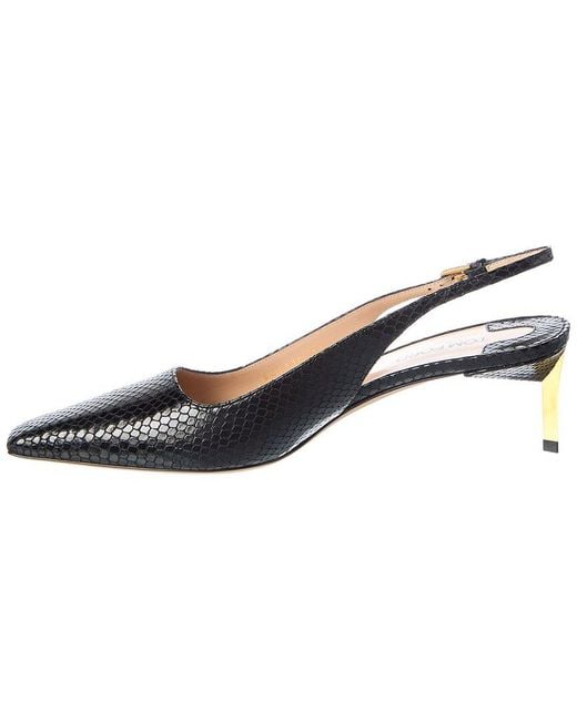 Tom Ford Blue Snake-Embossed Leather Slingback Pump