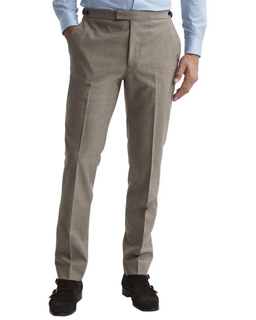 Reiss Gray Rope Wool Textured Mixer Trouser for men