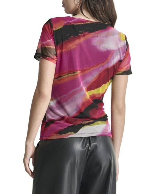 DKNY Red Faux Wrap Top
