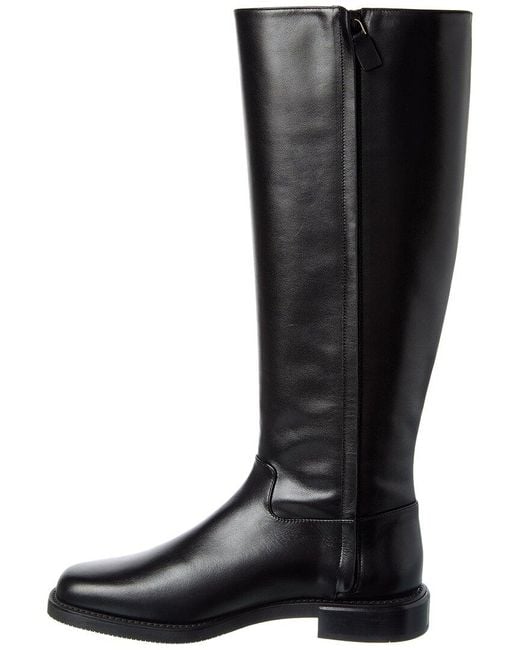 Stuart Weitzman Black Leather Knee-High Riding Boot