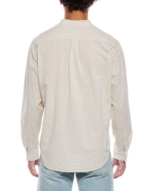 Rowing Blazers White Casual Linen-Blend Band Collar Shirt for men