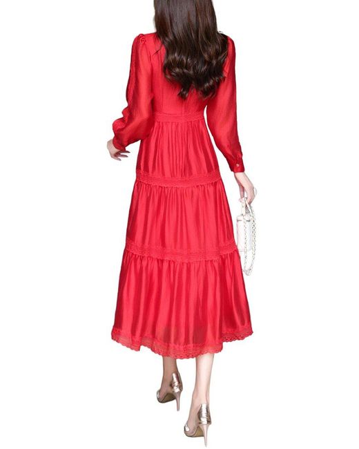 BURRYCO Red Solid Midi Dress