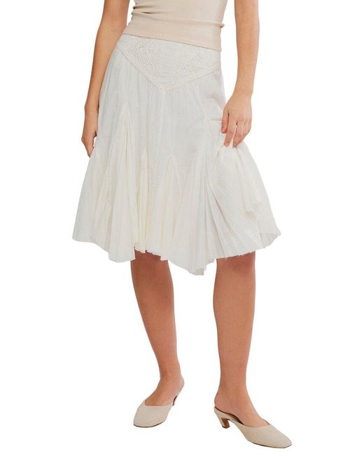 Free People White Frida Godet Skirt