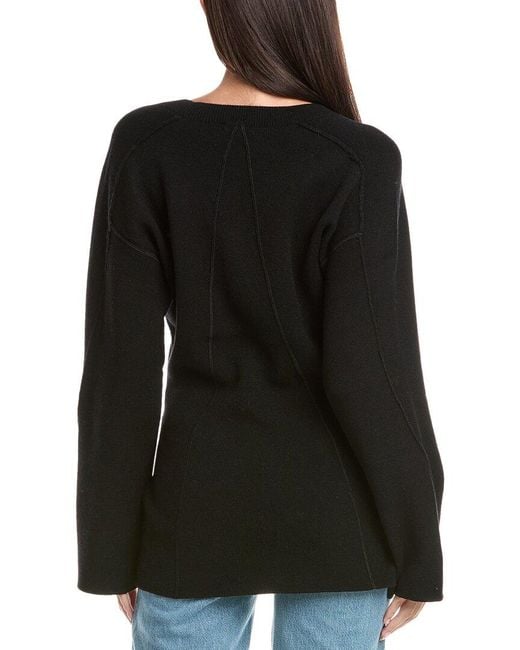 Rag & Bone Black Bridget Long V-Neck Wool-Blend Cardigan