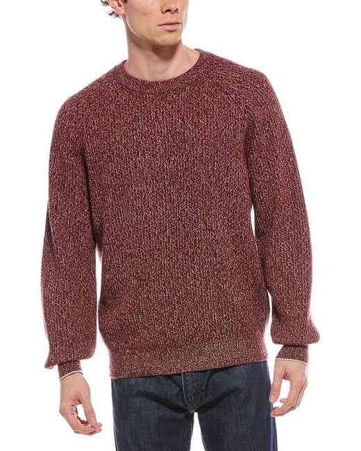Brunello Cucinelli Red Wool, Cashmere, & Silk-Blend Crewneck Sweater for men